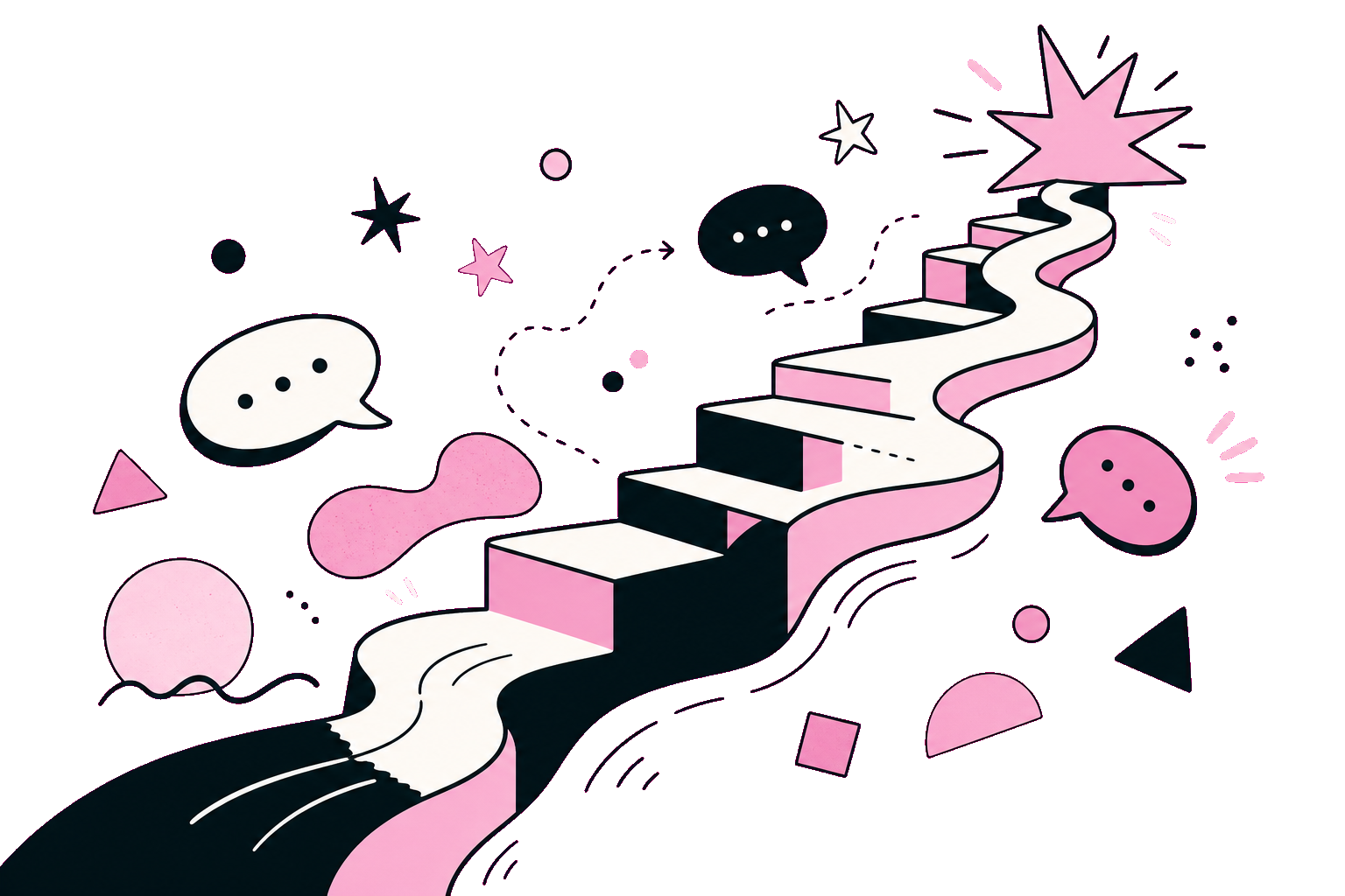 Illustrazione di un percorso creativo fuori dagli schemi
